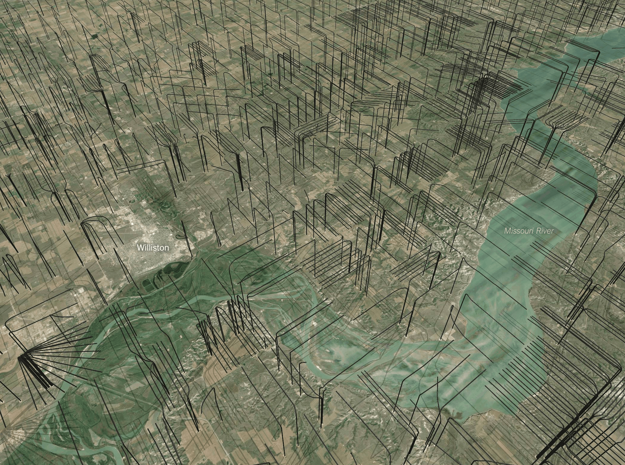 What North Dakota Would Look Like if Its Oil Drilling Lines Were Aboveground