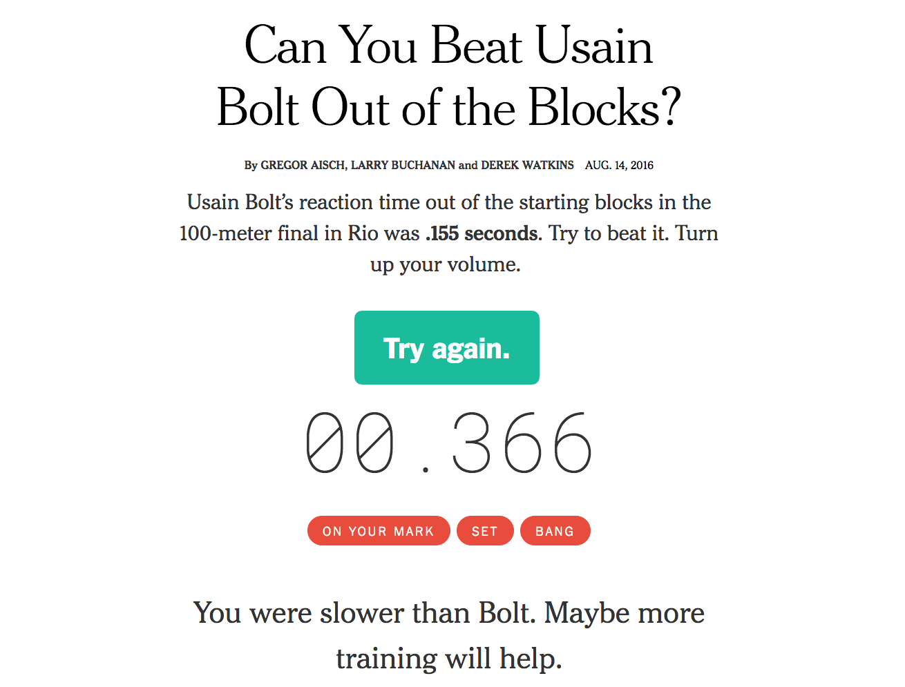 Can You Beat Usain Bolt Out of the Blocks?