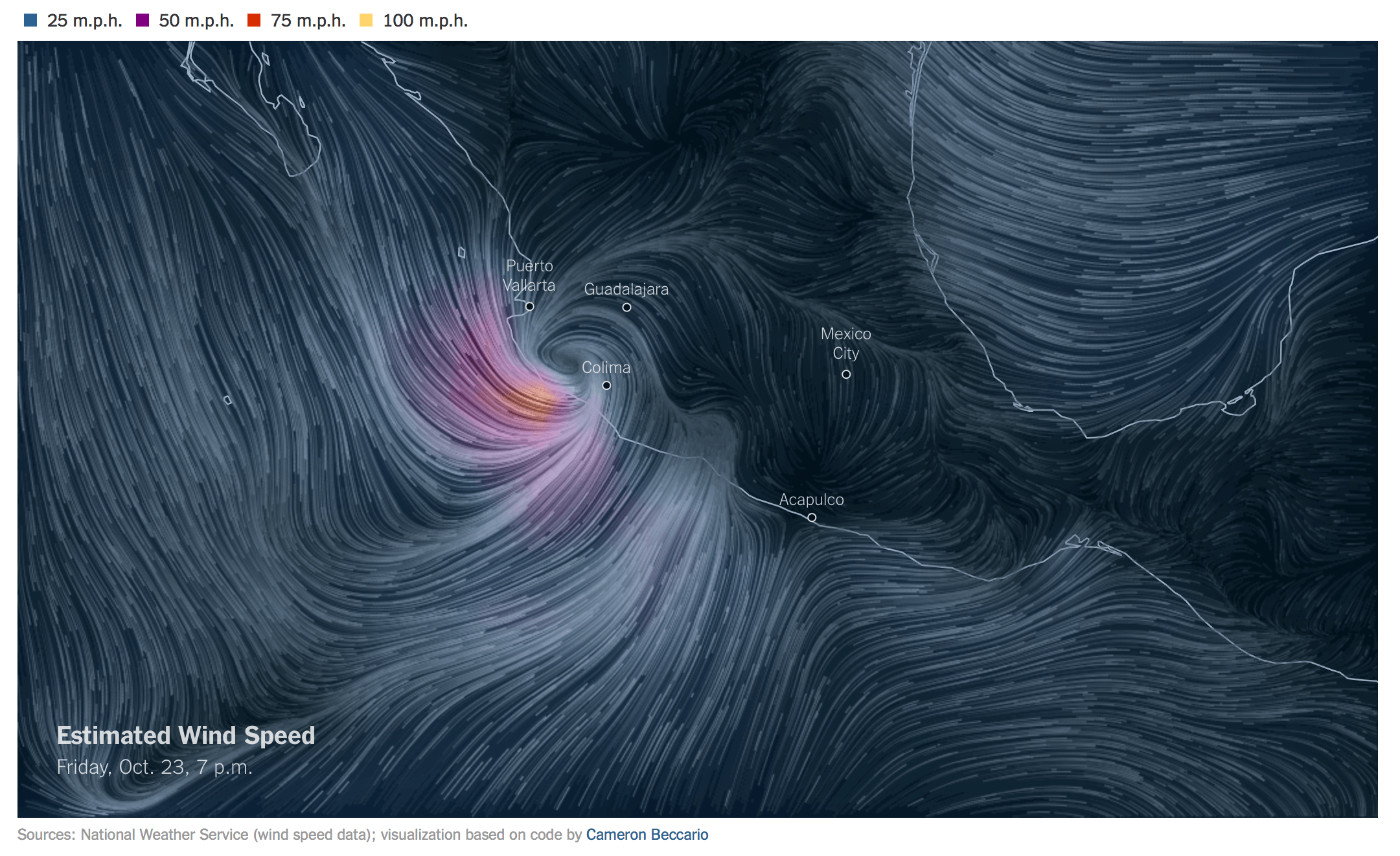 Wind Speed Map of Hurricane Patricia